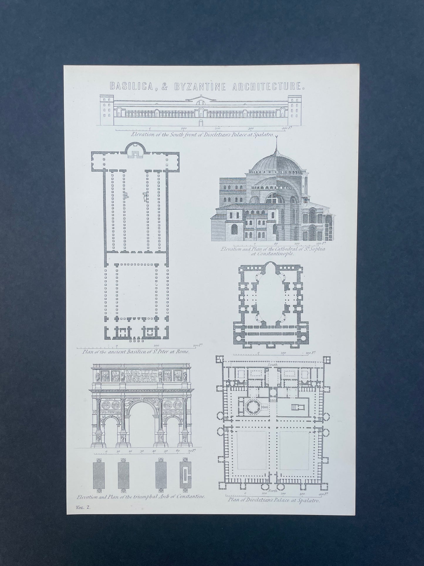 Antique Book Plate – 19th Century Bascilica And Byzantine Architecture Illustration  – Original Engraving